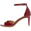 imageFSJ Women Summer Buckled Ankle Strap Sandals Open Toe Mid Stiletto Heels Casual Daily Shoes Size 415 USDeep Red