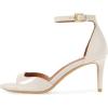 imageFSJ Women Summer Buckled Ankle Strap Sandals Open Toe Mid Stiletto Heels Casual Daily Shoes Size 415 USWhite