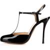 imageFSJ Women T Strap Sandals High Heels Pumps Closed Toe Stilettos Buckle Party Shoes Size 415 USBlack