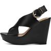 imageFSJ Women Wedge Platform Sandal Cross Strap Open Peep Toe Ankle Buckle Summer Casual Holiday Dress Shoes Size 416 USBlack