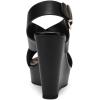 imageFSJ Women Wedge Platform Sandal Cross Strap Open Peep Toe Ankle Buckle Summer Casual Holiday Dress Shoes Size 416 USBlack