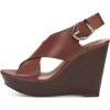 imageFSJ Women Wedge Platform Sandal Cross Strap Open Peep Toe Ankle Buckle Summer Casual Holiday Dress Shoes Size 416 USBrown