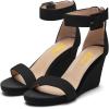 imageFSJ Womens Wedge Sandals Low Platform Ankle Strap Open Toe Sandal Summer Casual Dress Classic Wedge Heeled Sandals Party Shoes Size 415 USBlack