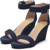imageFSJ Womens Wedge Sandals Low Platform Ankle Strap Open Toe Sandal Summer Casual Dress Classic Wedge Heeled Sandals Party Shoes Size 415 USDarkblue