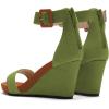 imageFSJ Womens Wedge Sandals Low Platform Ankle Strap Open Toe Sandal Summer Casual Dress Classic Wedge Heeled Sandals Party Shoes Size 415 USForest Brown