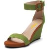 imageFSJ Womens Wedge Sandals Low Platform Ankle Strap Open Toe Sandal Summer Casual Dress Classic Wedge Heeled Sandals Party Shoes Size 415 USForest Brown