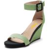 imageFSJ Womens Wedge Sandals Low Platform Ankle Strap Open Toe Sandal Summer Casual Dress Classic Wedge Heeled Sandals Party Shoes Size 415 USGreen Black