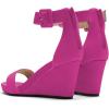 imageFSJ Womens Wedge Sandals Low Platform Ankle Strap Open Toe Sandal Summer Casual Dress Classic Wedge Heeled Sandals Party Shoes Size 415 USHotpink