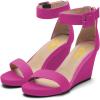 imageFSJ Womens Wedge Sandals Low Platform Ankle Strap Open Toe Sandal Summer Casual Dress Classic Wedge Heeled Sandals Party Shoes Size 415 USHotpink
