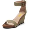 imageFSJ Womens Wedge Sandals Low Platform Ankle Strap Open Toe Sandal Summer Casual Dress Classic Wedge Heeled Sandals Party Shoes Size 415 USKhaki