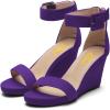 imageFSJ Womens Wedge Sandals Low Platform Ankle Strap Open Toe Sandal Summer Casual Dress Classic Wedge Heeled Sandals Party Shoes Size 415 USPurple