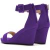 imageFSJ Womens Wedge Sandals Low Platform Ankle Strap Open Toe Sandal Summer Casual Dress Classic Wedge Heeled Sandals Party Shoes Size 415 USPurple
