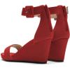 imageFSJ Womens Wedge Sandals Low Platform Ankle Strap Open Toe Sandal Summer Casual Dress Classic Wedge Heeled Sandals Party Shoes Size 415 USRed