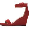 imageFSJ Womens Wedge Sandals Low Platform Ankle Strap Open Toe Sandal Summer Casual Dress Classic Wedge Heeled Sandals Party Shoes Size 415 USRed