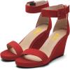 imageFSJ Womens Wedge Sandals Low Platform Ankle Strap Open Toe Sandal Summer Casual Dress Classic Wedge Heeled Sandals Party Shoes Size 415 USRed