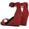 imageFSJ Womens Wedge Sandals Low Platform Ankle Strap Open Toe Sandal Summer Casual Dress Classic Wedge Heeled Sandals Party Shoes Size 415 USRed Black