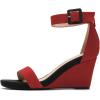 imageFSJ Womens Wedge Sandals Low Platform Ankle Strap Open Toe Sandal Summer Casual Dress Classic Wedge Heeled Sandals Party Shoes Size 415 USRed Black