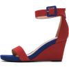 imageFSJ Womens Wedge Sandals Low Platform Ankle Strap Open Toe Sandal Summer Casual Dress Classic Wedge Heeled Sandals Party Shoes Size 415 USRed Blue