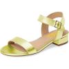 imageFSJ Women Casual Open Toe Block Low Heel Ankle Strap Sandals Comfort Summer Shoes Size 415 USYellow