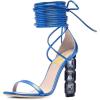 imageFSJ Women Crystal Beads High Heel Sandals Lace Up Open Toe Fashion Sexy Strappy Wedding Party Prom Dress Shoes Size 415 USBlue