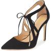 imageFSJ Women Fashion Pointed Toe Stiletto High Heel Strappy Cutout Dress Sandals Lace up Bowknots Suede Party Pumps Shoes Size 415 USBlack