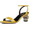 imageFSJ Women Gorgeous Crystal Low Block Heel Open Toe Ankle Strap Sandals Comfort Wedding Office Party Dress Shoes Size 415 USYellow