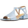 imageFSJ Women Low Block Chunky Heel Sandals Square Open Toe Ankle Strap Buckle Wide Width Bohemian Strappy Party Dress Pumps Size 415 USBlue