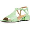 imageFSJ Women Low Block Chunky Heel Sandals Square Open Toe Ankle Strap Buckle Wide Width Bohemian Strappy Party Dress Pumps Size 415 USGreen
