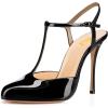 imageFSJ Women T Strap Sandals High Heels Pumps Closed Toe Stilettos Buckle Party Shoes Size 415 USBlack
