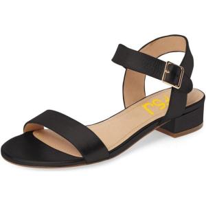 imageFSJ Women Casual Open Toe Block Low Heel Ankle Strap Sandals Comfort Summer Shoes Size 415 USBlack