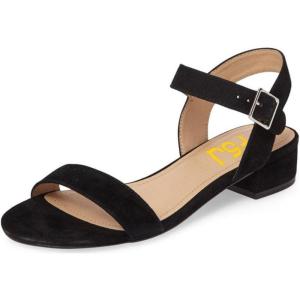 imageFSJ Women Casual Open Toe Block Low Heel Ankle Strap Sandals Comfort Summer Shoes Size 415 USBlacksuede