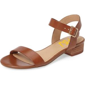 imageFSJ Women Casual Open Toe Block Low Heel Ankle Strap Sandals Comfort Summer Shoes Size 415 USBrown