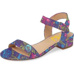 imageFSJ Women Casual Open Toe Block Low Heel Ankle Strap Sandals Comfort Summer Shoes Size 415 USFlower