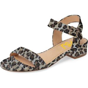 imageFSJ Women Casual Open Toe Block Low Heel Ankle Strap Sandals Comfort Summer Shoes Size 415 USLeopard