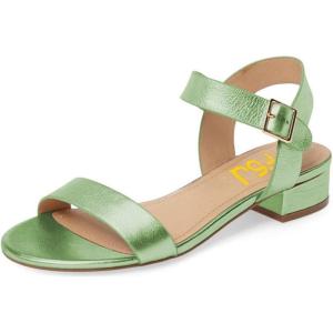 imageFSJ Women Casual Open Toe Block Low Heel Ankle Strap Sandals Comfort Summer Shoes Size 415 USLight Green