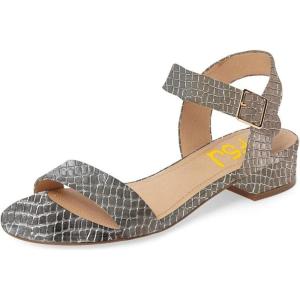 imageFSJ Women Casual Open Toe Block Low Heel Ankle Strap Sandals Comfort Summer Shoes Size 415 USLizard Skin