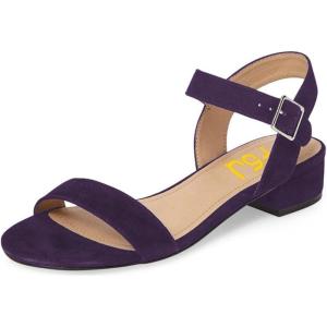 imageFSJ Women Casual Open Toe Block Low Heel Ankle Strap Sandals Comfort Summer Shoes Size 415 USPurple