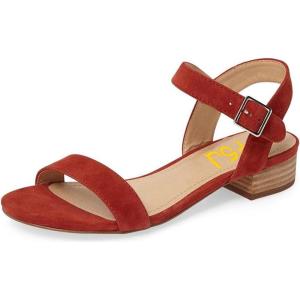 imageFSJ Women Casual Open Toe Block Low Heel Ankle Strap Sandals Comfort Summer Shoes Size 415 USRedsuede