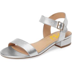 imageFSJ Women Casual Open Toe Block Low Heel Ankle Strap Sandals Comfort Summer Shoes Size 415 USSilver
