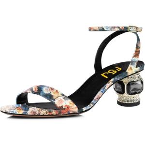 imageFSJ Women Gorgeous Crystal Low Block Heel Open Toe Ankle Strap Sandals Comfort Wedding Office Party Dress Shoes Size 415 USFlower