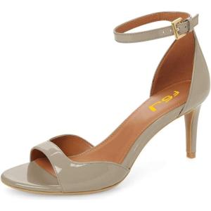 imageFSJ Women Summer Buckled Ankle Strap Sandals Open Toe Mid Stiletto Heels Casual Daily Shoes Size 415 USGrey