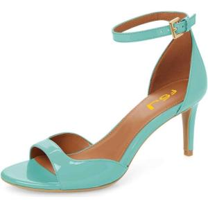 imageFSJ Women Summer Buckled Ankle Strap Sandals Open Toe Mid Stiletto Heels Casual Daily Shoes Size 415 USTurquoise
