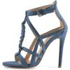 imageFSJ Women Chic Open Toe Stiletto High Heels Sandals Cutout Side Buckle Suede Party Dress Summer Shoes Size 415 USBlue