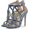 imageFSJ Women Chic Open Toe Stiletto High Heels Sandals Cutout Side Buckle Suede Party Dress Summer Shoes Size 415 USBlue