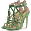 imageFSJ Women Chic Open Toe Stiletto High Heels Sandals Cutout Side Buckle Suede Party Dress Summer Shoes Size 415 USGreen