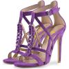 imageFSJ Women Chic Open Toe Stiletto High Heels Sandals Cutout Side Buckle Suede Party Dress Summer Shoes Size 415 USPurple