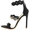 imageFSJ Women Hot Open Toe Strappy Heeled Sandals Suede Dress Shoes for Party Wedding Size 415 USBlack Chain