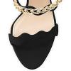 imageFSJ Women Hot Open Toe Strappy Heeled Sandals Suede Dress Shoes for Party Wedding Size 415 USBlack Chain