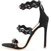 imageFSJ Women Hot Open Toe Strappy Heeled Sandals Suede Dress Shoes for Party Wedding Size 415 USBlack Gem