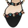 imageFSJ Women Hot Open Toe Strappy Heeled Sandals Suede Dress Shoes for Party Wedding Size 415 USBlack Gem